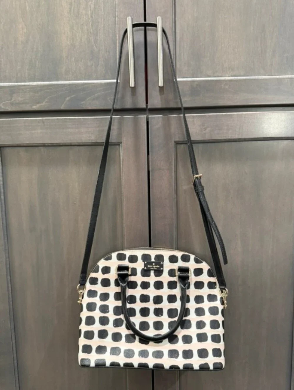 Kate Spade Black & White Dome Satchel Crossbody